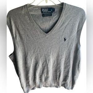 Polo Ralph Lauren Men’s Grey Classic‎ Pima Cotton V-neck Sweater Vest Size Large